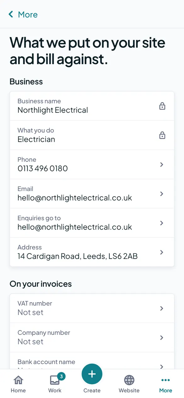 Business details